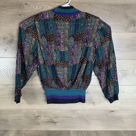 Donna Toran Womans L Skirt and Blouse Shoulder Pads 2 Piece Knit Collar Sleeves - Picture 3 of 12